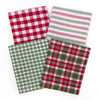 Merry & Bright Red Green Christmas Assorted Plaid Gingham Cotton Fabric Bundle - Set of 4 Fat Quarters