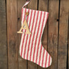 Red & White Ticking Stripe Quilted Stocking with Personalized Charm by Marilee Home