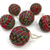 Scotty Red Tartan Plaid Homespun Fabric 2.5 inch Christmas Ball Ornaments - Set of 6 - by Marilee Home