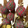 Scotty Red Tartan Plaid Homespun Fabric 2.5 inch Christmas Ball Ornaments - Set of 6 - by Marilee Home