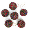 Scotty Red Tartan Plaid Homespun Fabric 2.5 inch Christmas Ball Ornaments - Set of 6 - by Marilee Home