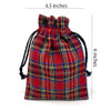 McCuan Green and Scotty Red Tartan Plaid Homespun Fabric Small Gift Bag; 6" x 4.5" - Set of 6