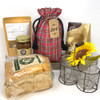 McCuan Green and Scotty Red Tartan Large Plaid Homespun Fabric Gift Bag; 15" x 10" - Set of 4