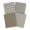 Oatmeal Assorted Plaid Gingham Cotton Fabric Bundle - Set of 4 Fat Quarters