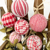 Perfect Red Plaid Homespun 2.5 inch Christmas Ball Ornaments - Set of 6 - by Marilee Home