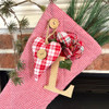Perfect Red Hearts Homespun Plaid Striped Fabric Christmas Ornaments - Set of 5 - by Marilee Home