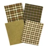 Antique Green Assorted Plaid Gingham Cotton Fabric Bundle - Set of 4 Fat Quarters