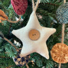Natural White Fabric Rustic Star Christmas Ornaments - Set of 5 -  by Marilee Home