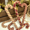 Primitive Red Homespun Fabric Candy Cane Ornaments - Set of 6 -  by Marilee Home Primitive Red Homespun Fabric Candy Cane Ornaments - Set of 6 -  by Marilee Home