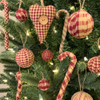 Primitive Red Homespun Fabric Candy Cane Ornaments - Set of 6 -  by Marilee Home Primitive Red Homespun Fabric Candy Cane Ornaments - Set of 6 -  by Marilee Home