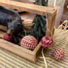 Primitive Red Plaid Homespun Christmas Ball Ornaments Set of 12 by Marilee Home