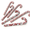 Perfect Red Homespun Fabric Candy Cane Ornaments - Set of 6 - by Marilee Home