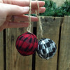 Red, White & Black Mini Buffalo Plaid Homespun Christmas Ball Ornaments - Set of 12 - by Marilee Home