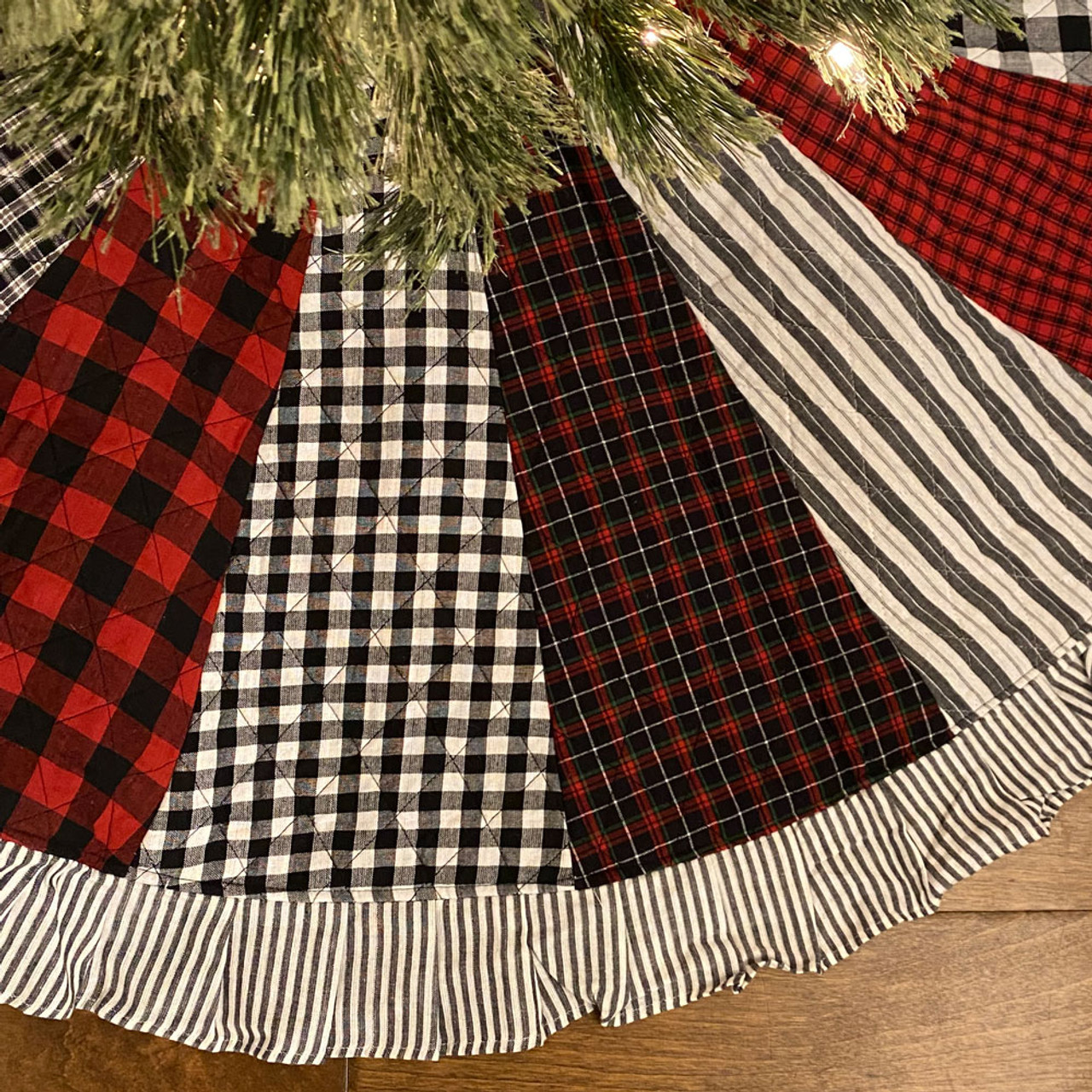 48" Buffalo Lodge Quilted Homespun Plaid Christmas Tree Skirt by Marilee Home