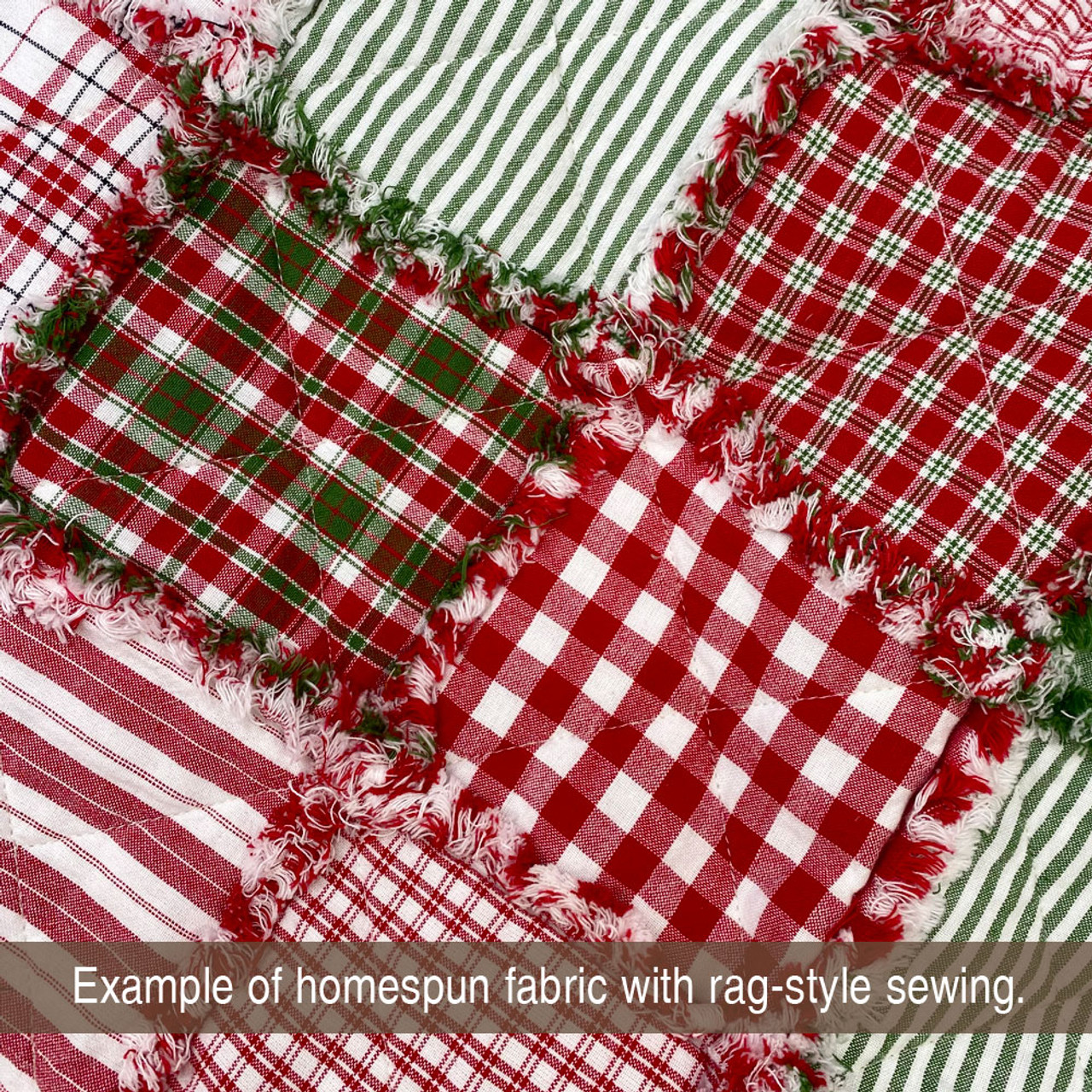 6 Inch 40 Rustic Christmas Red Green Homespun Quilt Precut Squares Charm  Pack 