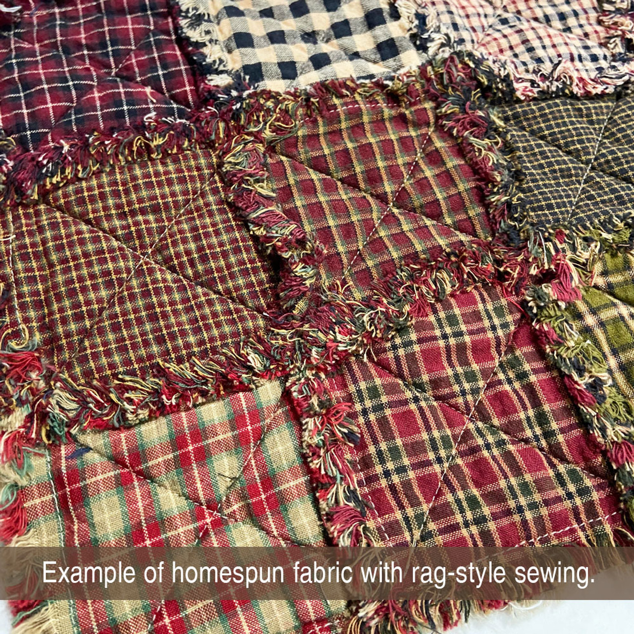 Red & Khaki 1 Homespun Cotton Fabric