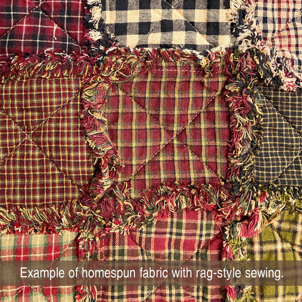 Red & Khaki 3 Homespun Cotton Fabric