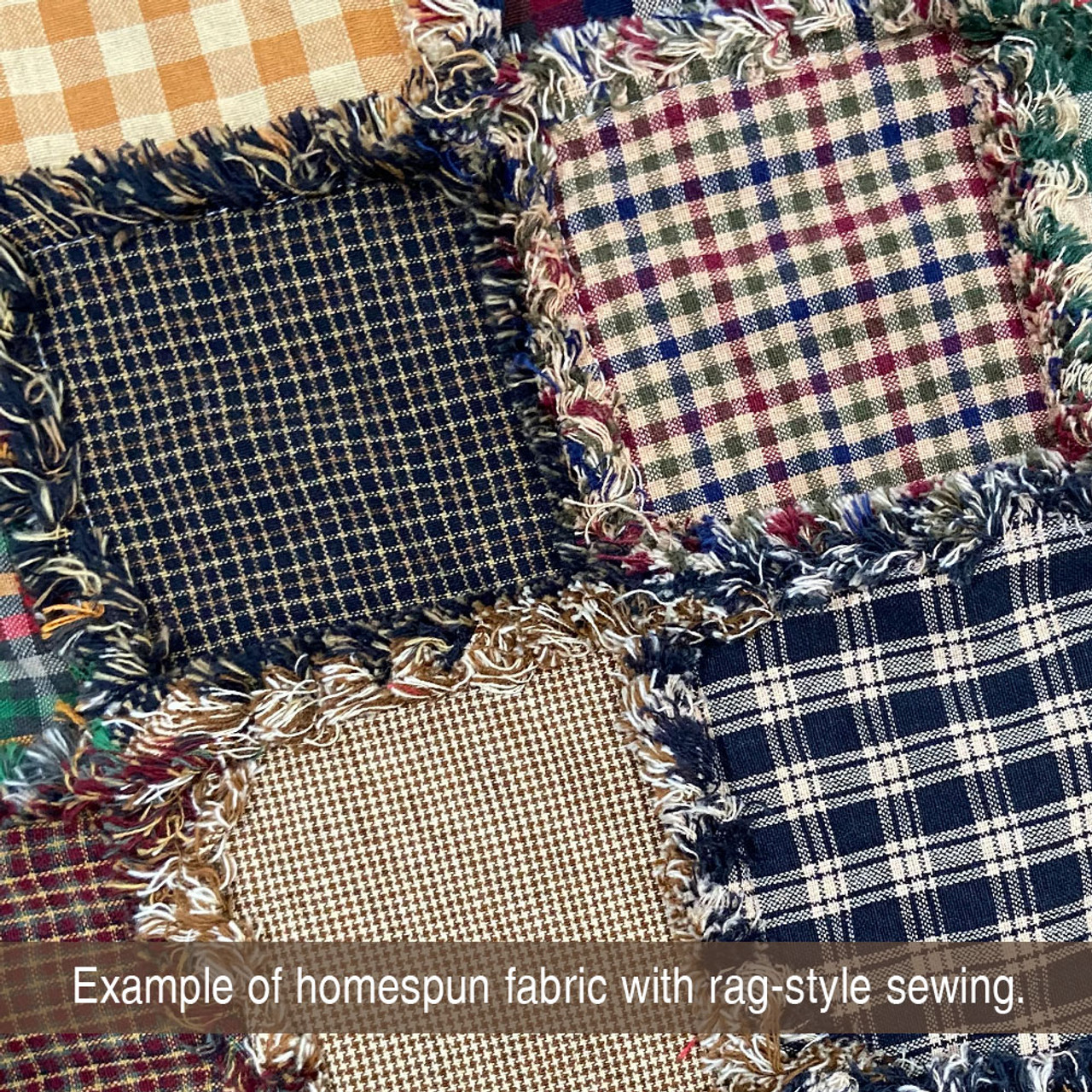 Antique Black Plaid Homespun Cotton Fabric