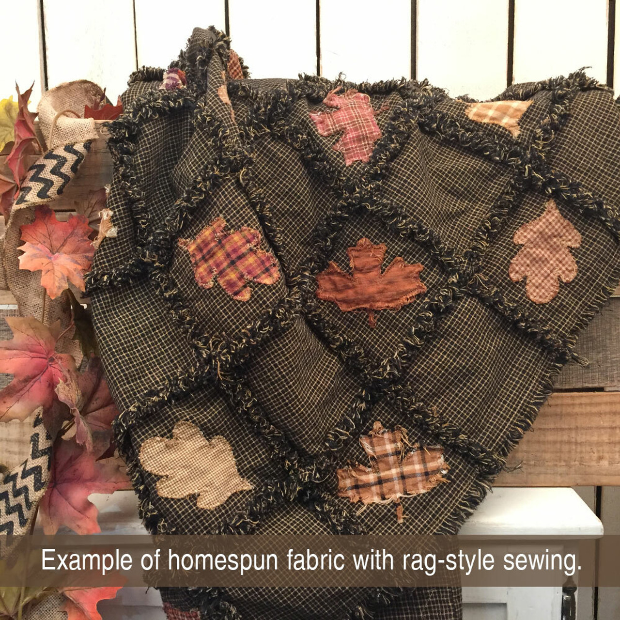 Antique Black Plaid Homespun Cotton Fabric
