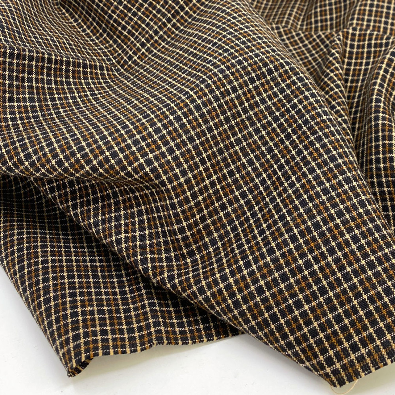 Antique Black Plaid Homespun Cotton Fabric