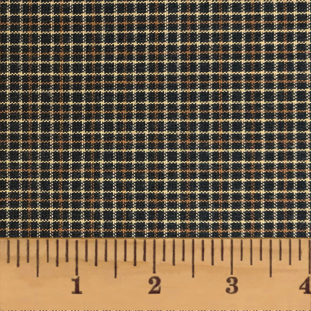 Antique Black Plaid Homespun Cotton Fabric