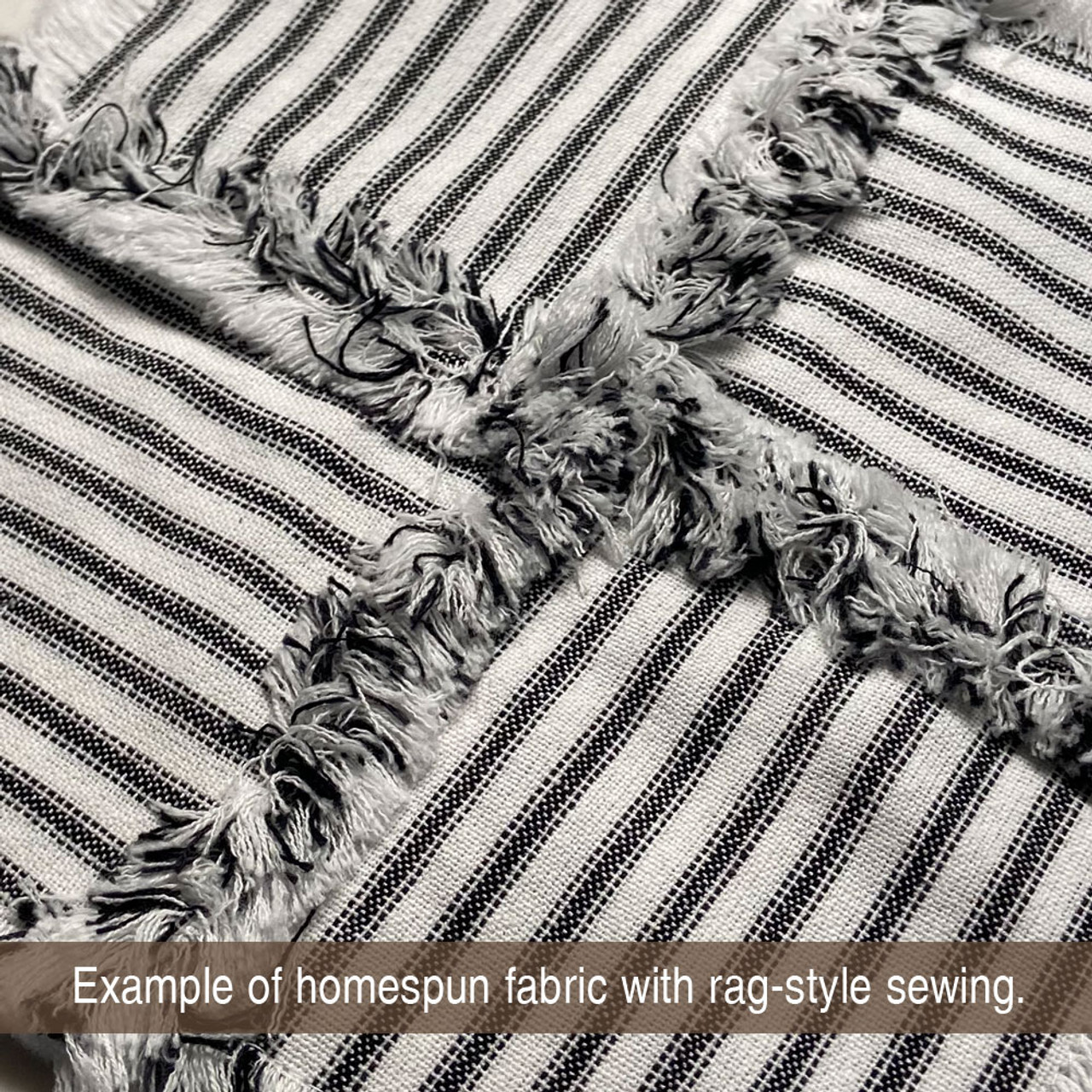 Medium Weight Black White Ticking Stripe Homespun Cotton Fabric