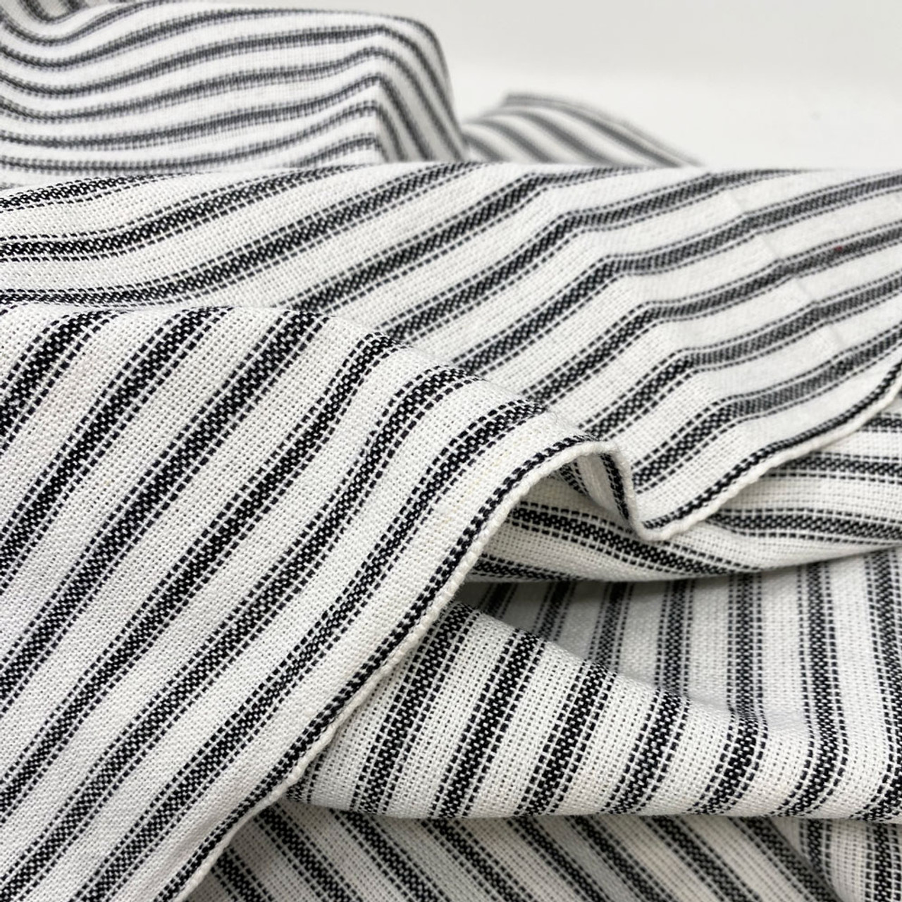 Medium Weight Black White Ticking Stripe Homespun Cotton Fabric Fat Quarter