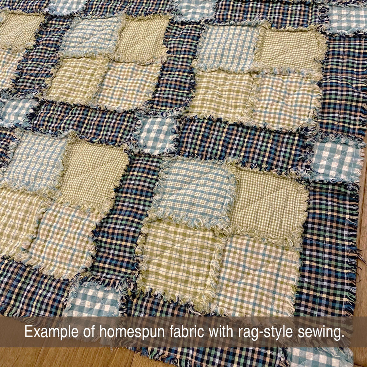 JCS Sage Green 4 Plaid Homespun Cotton Fabric Sold by The Yard