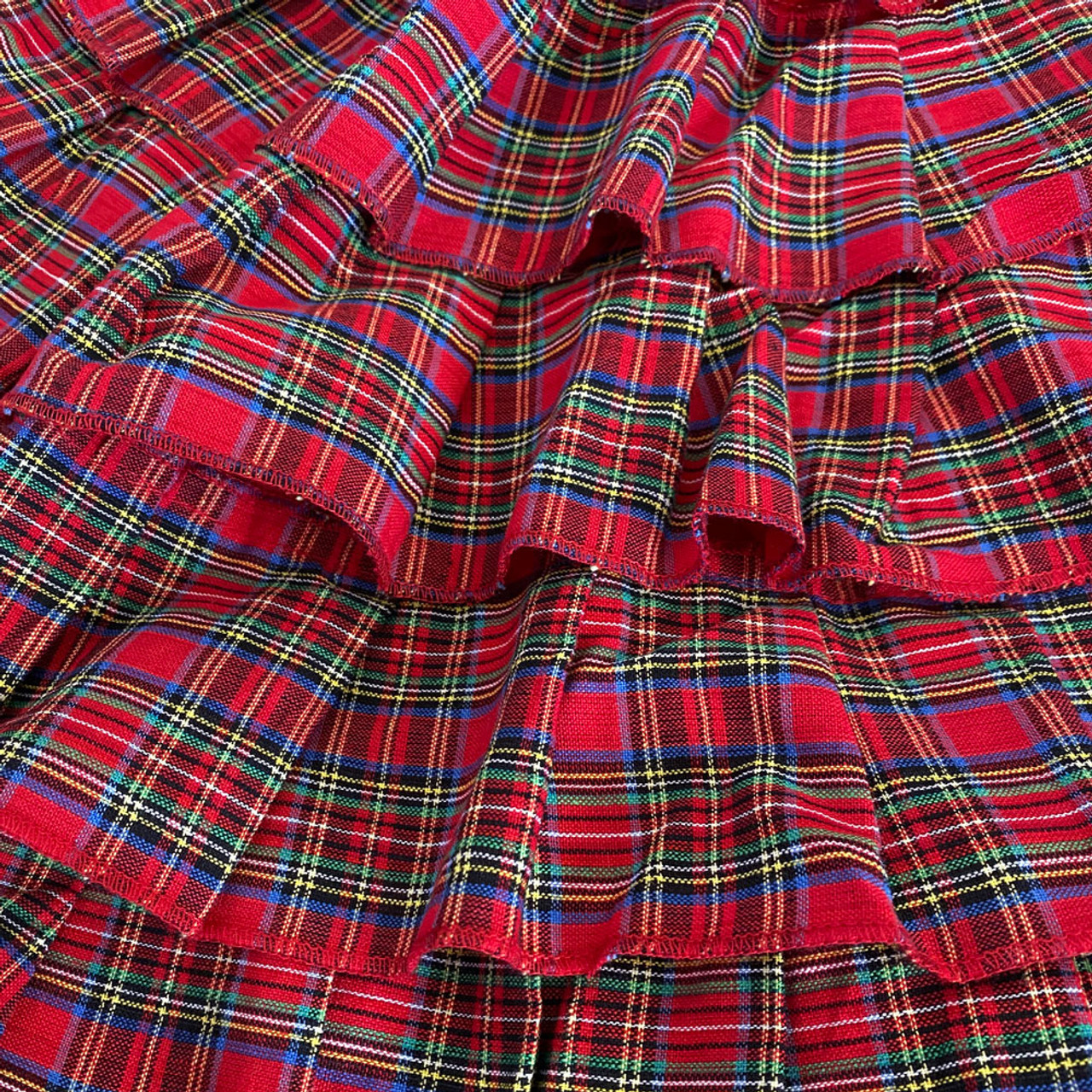 48" Red Tartan Homespun Ruffled Tree Skirt by Marilee Home