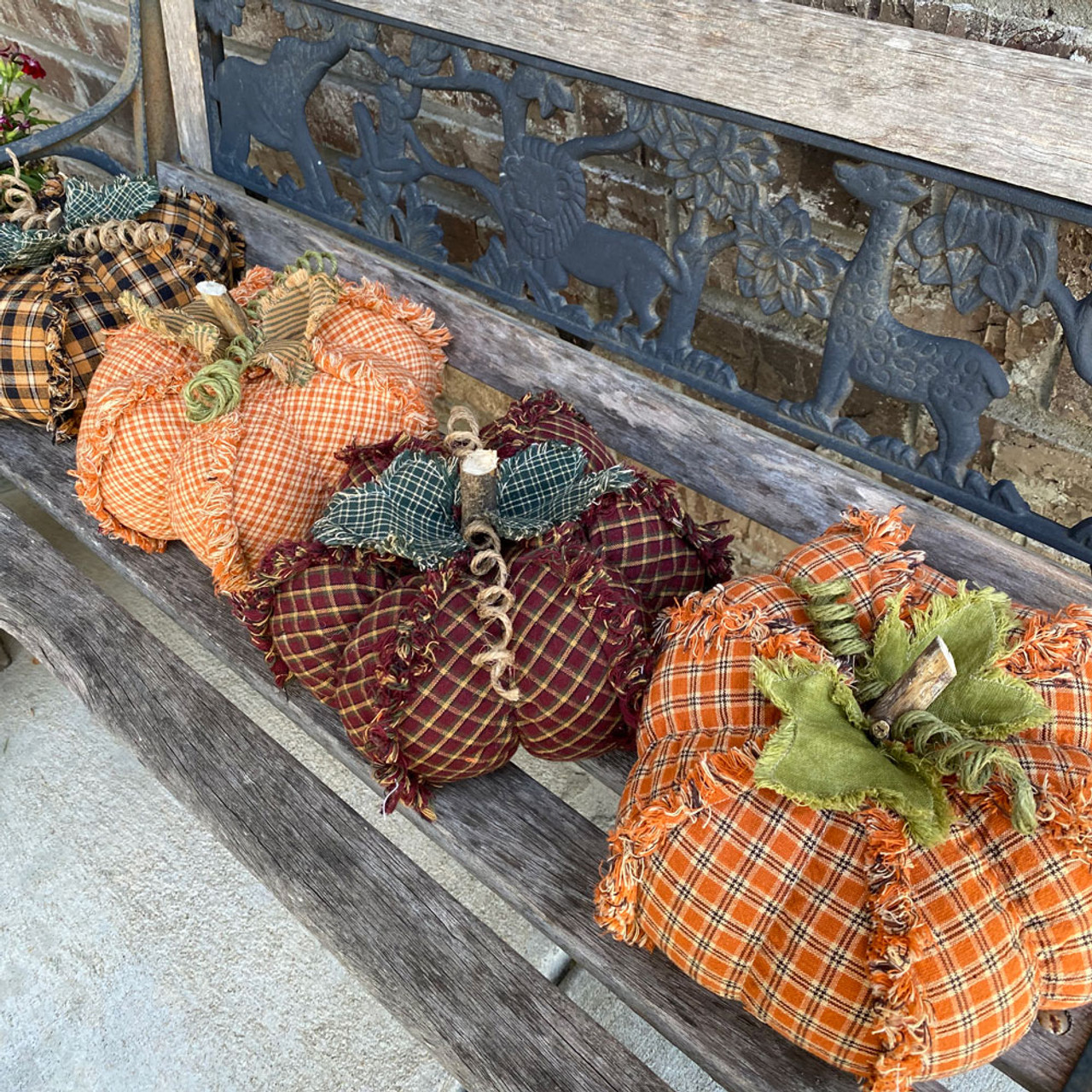 Homespun Ragged Pumpkins Pattern - DIGITAL