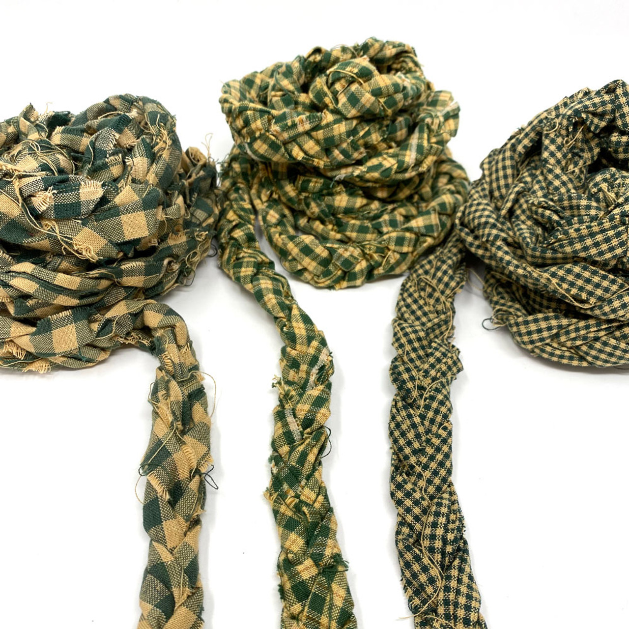 Set of 3 Assorted Green Multi Plaid Braided Garlands - 9 feet each - by Marilee Home
