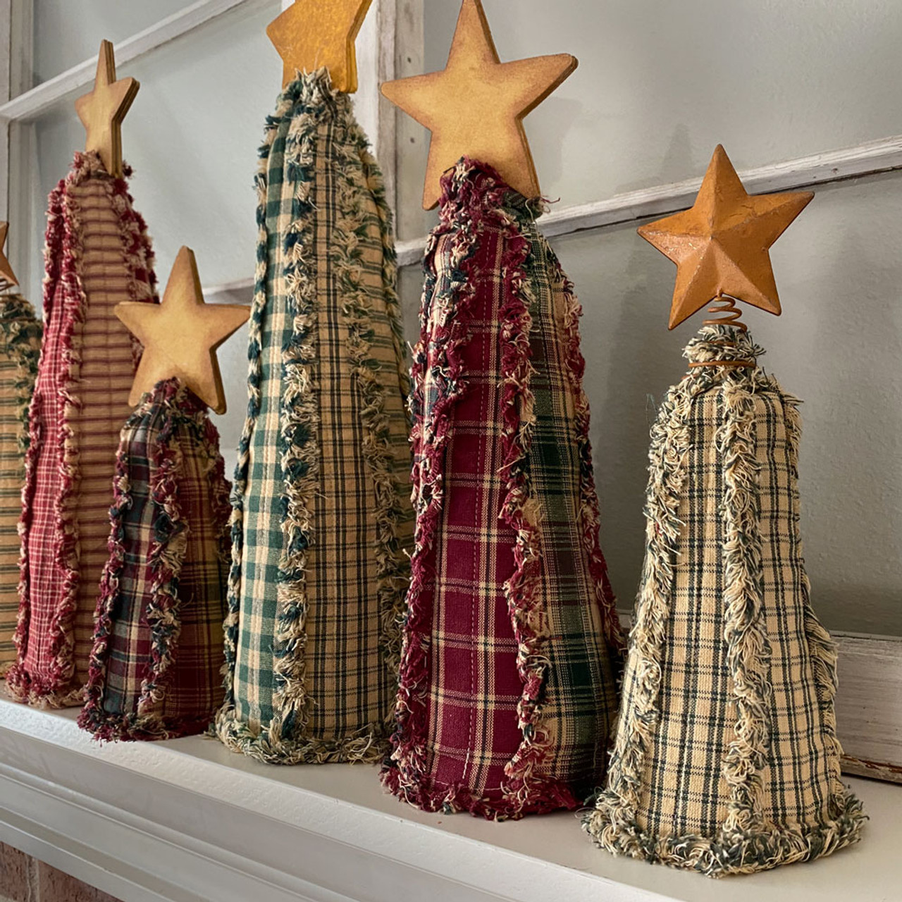 Ragged Homespun Christmas Tree Pattern | 12 primitive-country-christmas-labels-printable-christmas-tags-digital-holiday-signs-vintage-style-ephemera-etsy