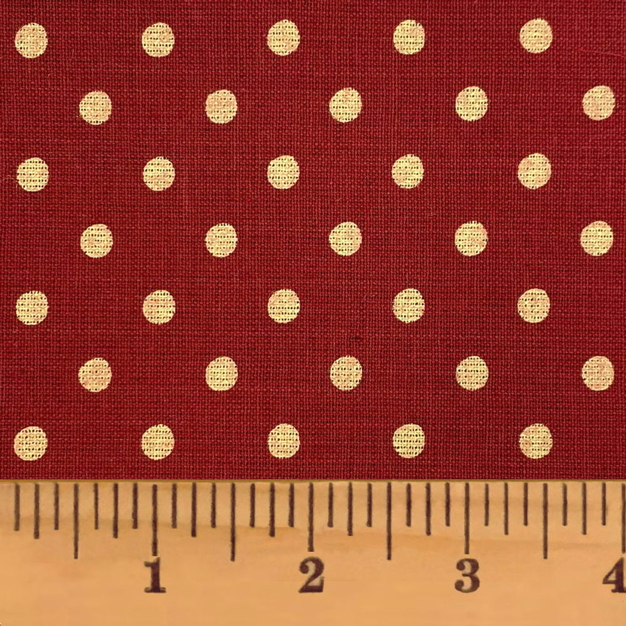 Deep Red Off-White Polka Dot Homespun Cotton Fabric