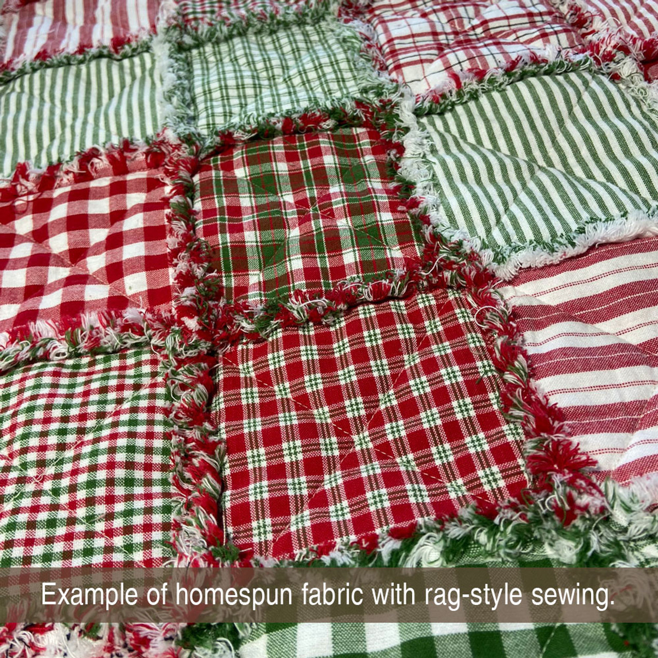 Merry Christmas Red & Green Plaid Homespun Fabric 2.5 X 44 inch Jelly Roll  - 22 pc. - Jubilee Fabric