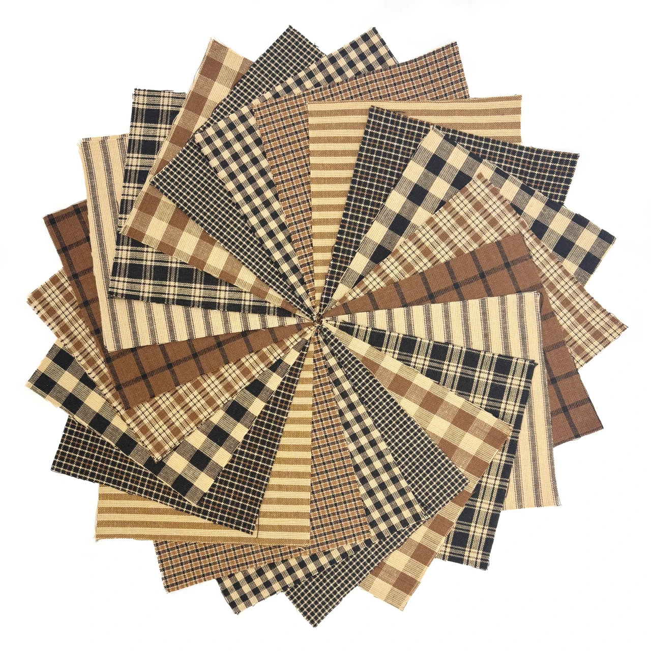 40 Brown and Black Homespun 5-inch Quilt Squares