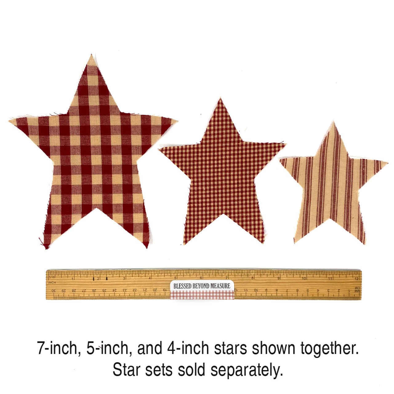 4" Precut Star Shaped Homespun Fabric - Set of 12