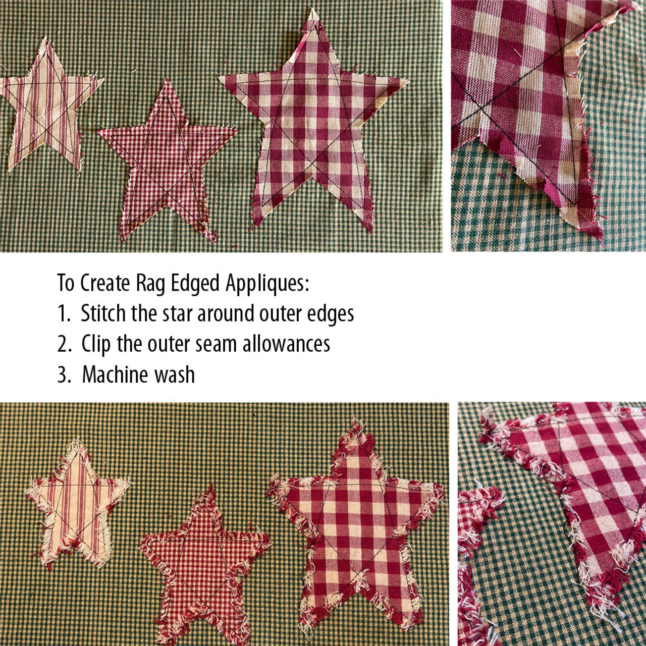 5" Precut Stars Shaped Homespun Fabric - Set of 12