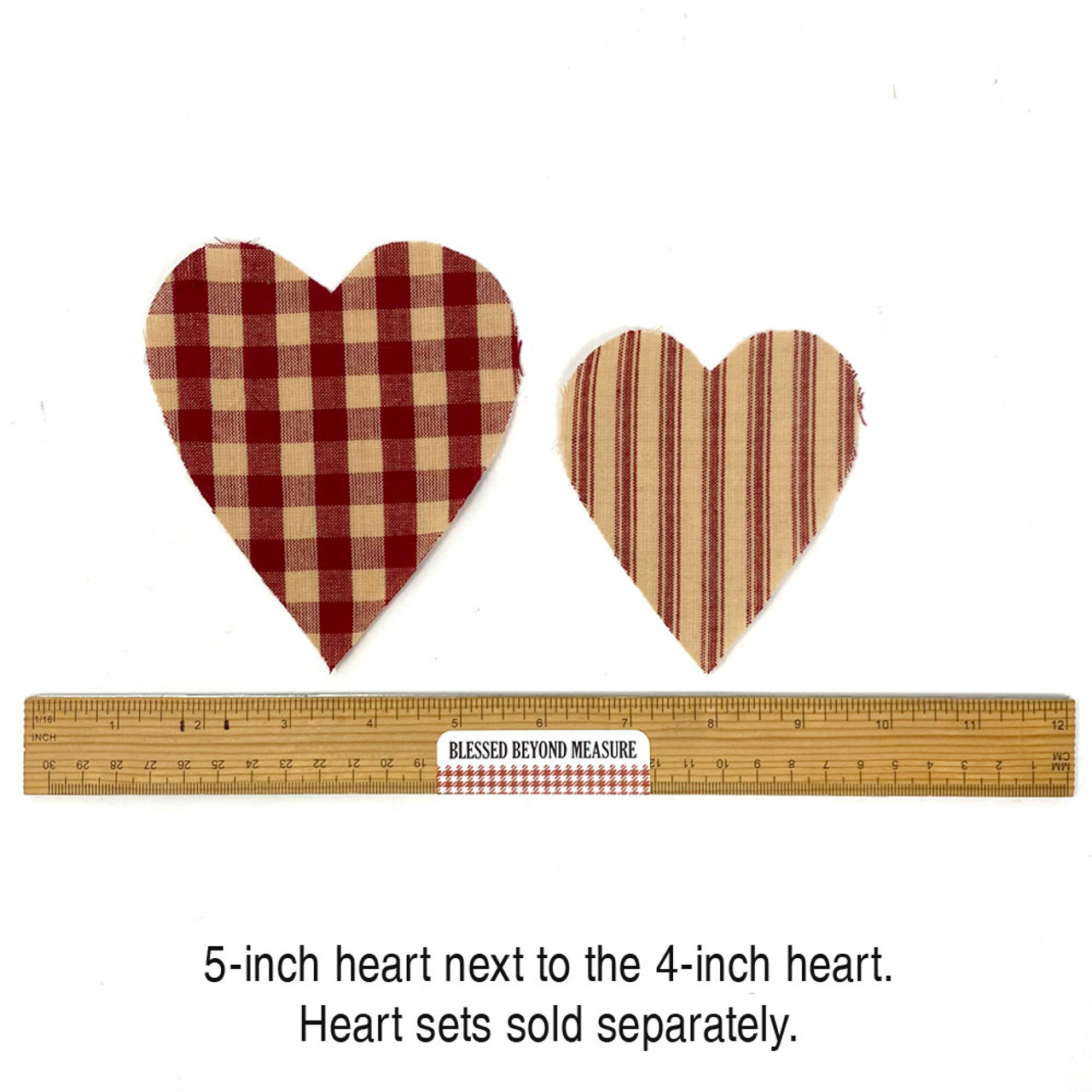 4" Precut Heart Shaped Homespun Fabric - Set of 12