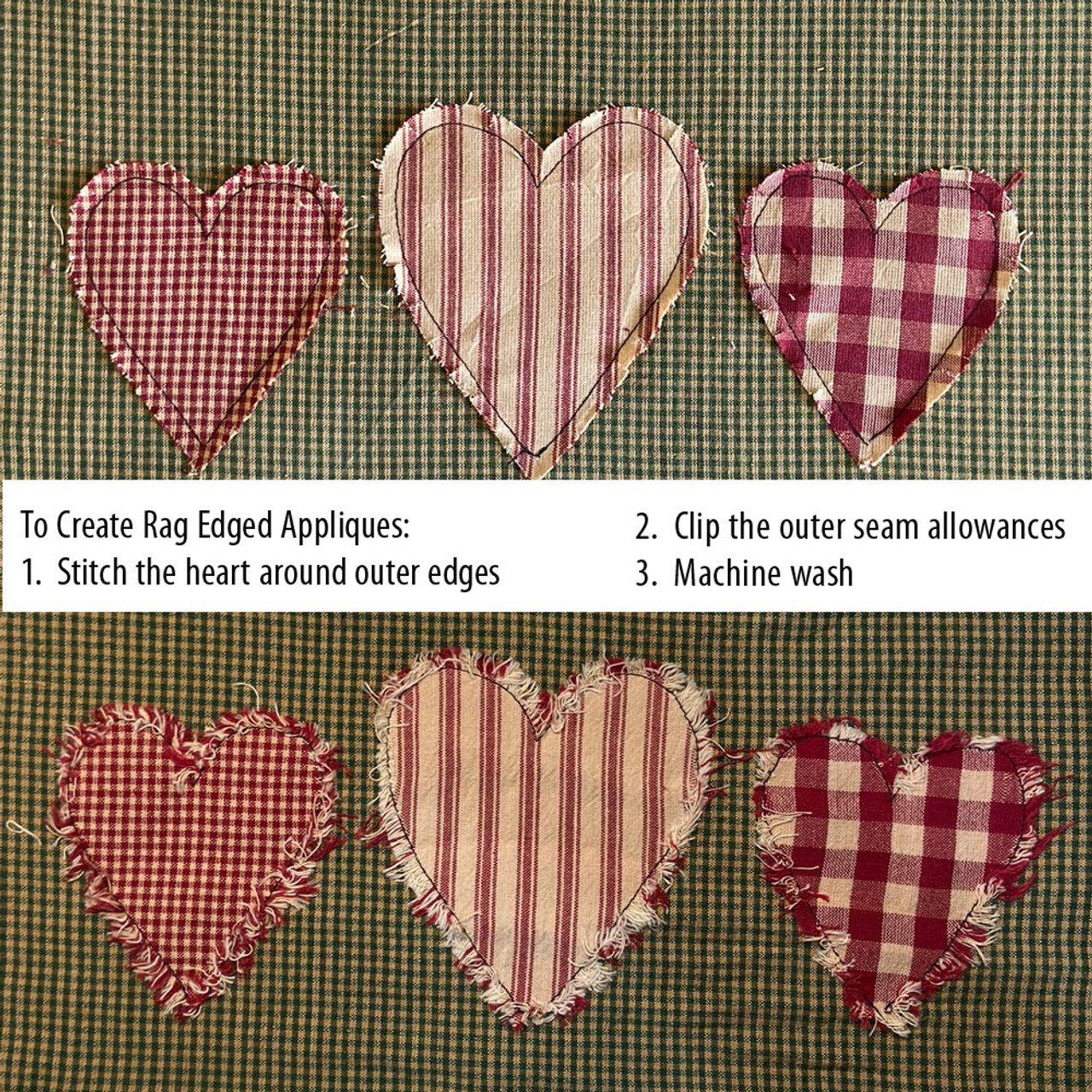 4" Precut Heart Shaped Homespun Fabric - Set of 12