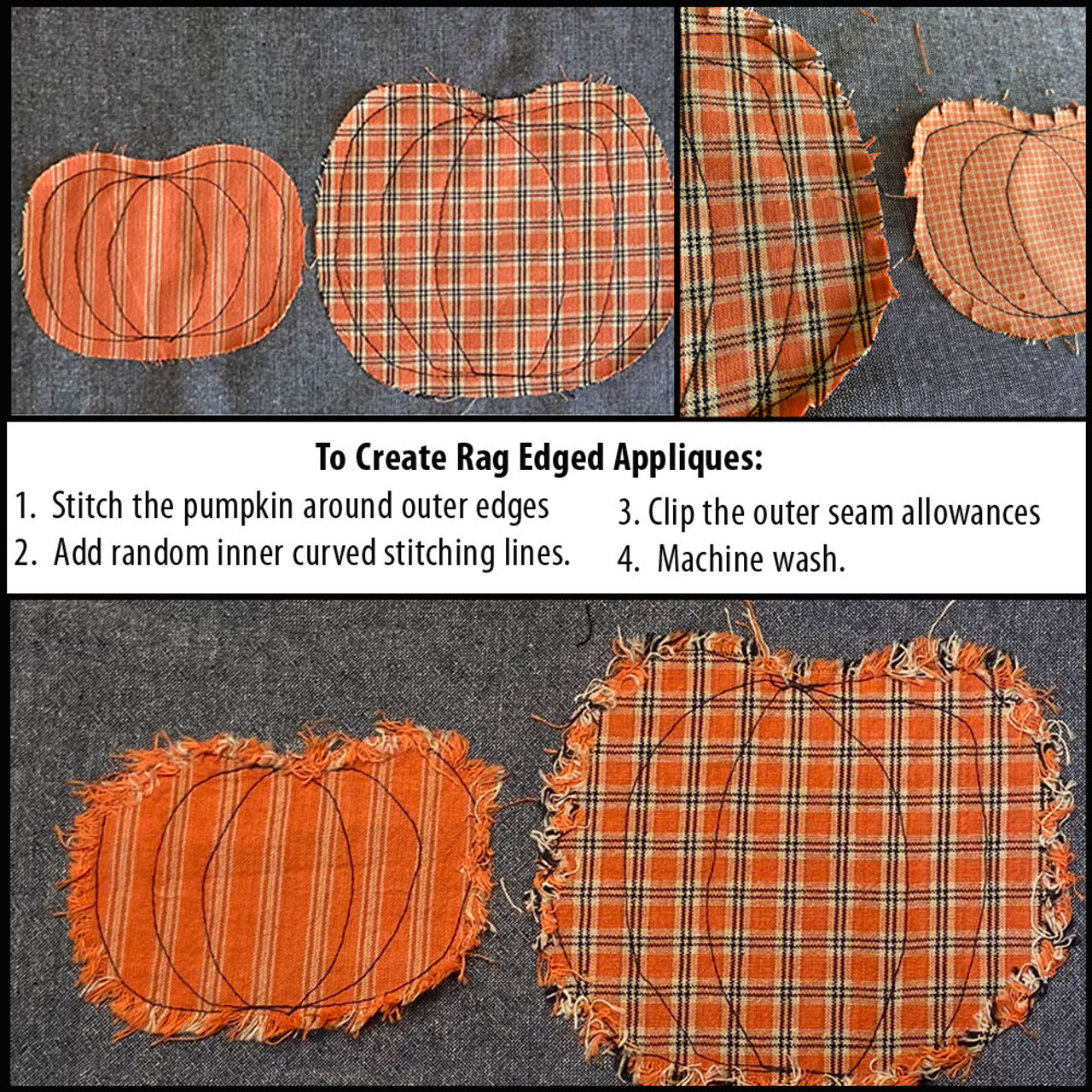 6" Precut Pumpkin Shaped Homespun Fabric - Set of 12