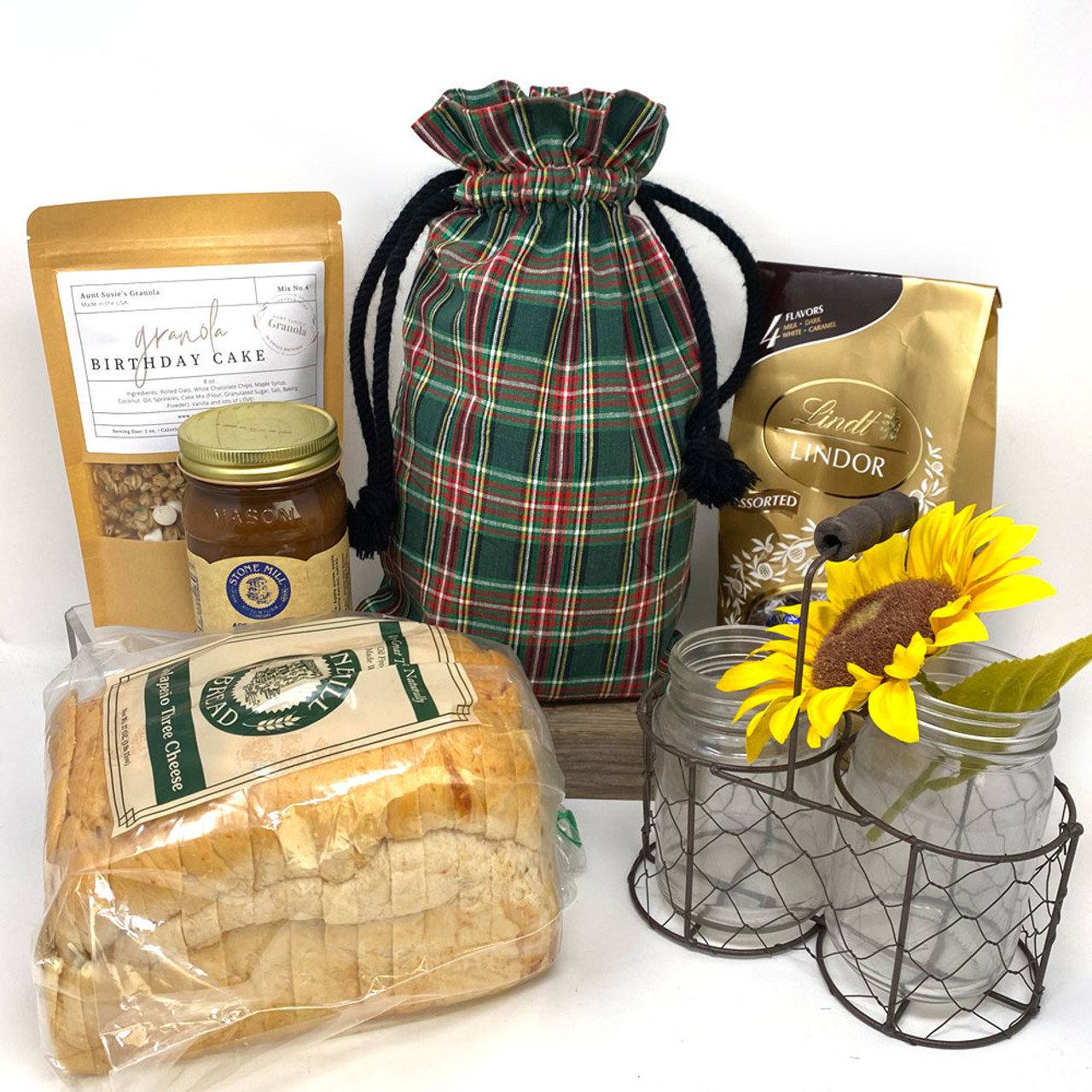 McCuan Green Tartan Large Plaid Gift Bag; 15" x 10" - Set of 4