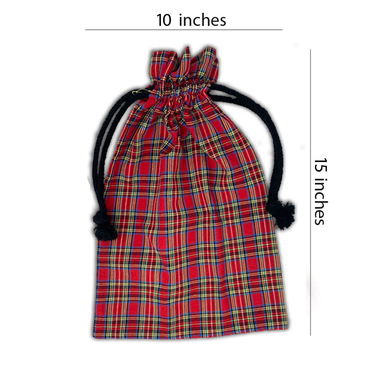 Scotty Red Tartan Plaid Large Gift Bag: 15" x 10" - Set of 4