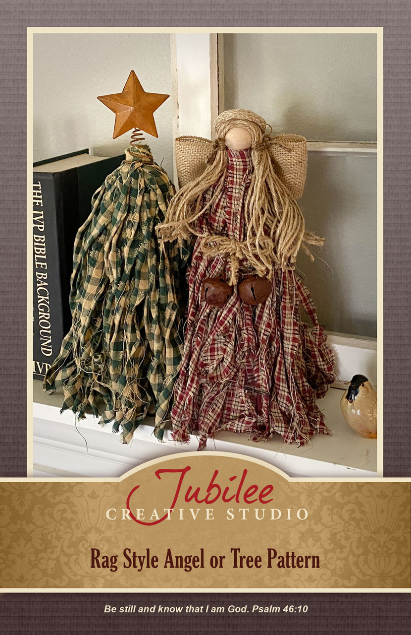Ragged Angel & Christmas Tree Pattern - DIGITAL - Jubilee Fabric