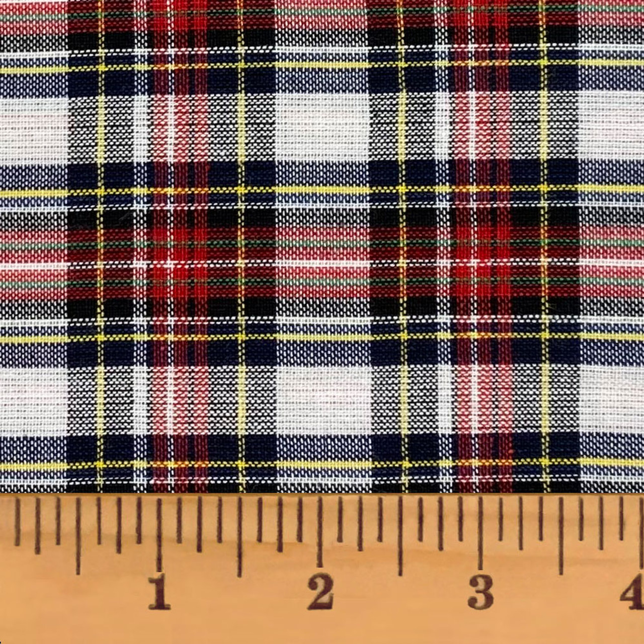 Red Stewart plaid tartan fabric