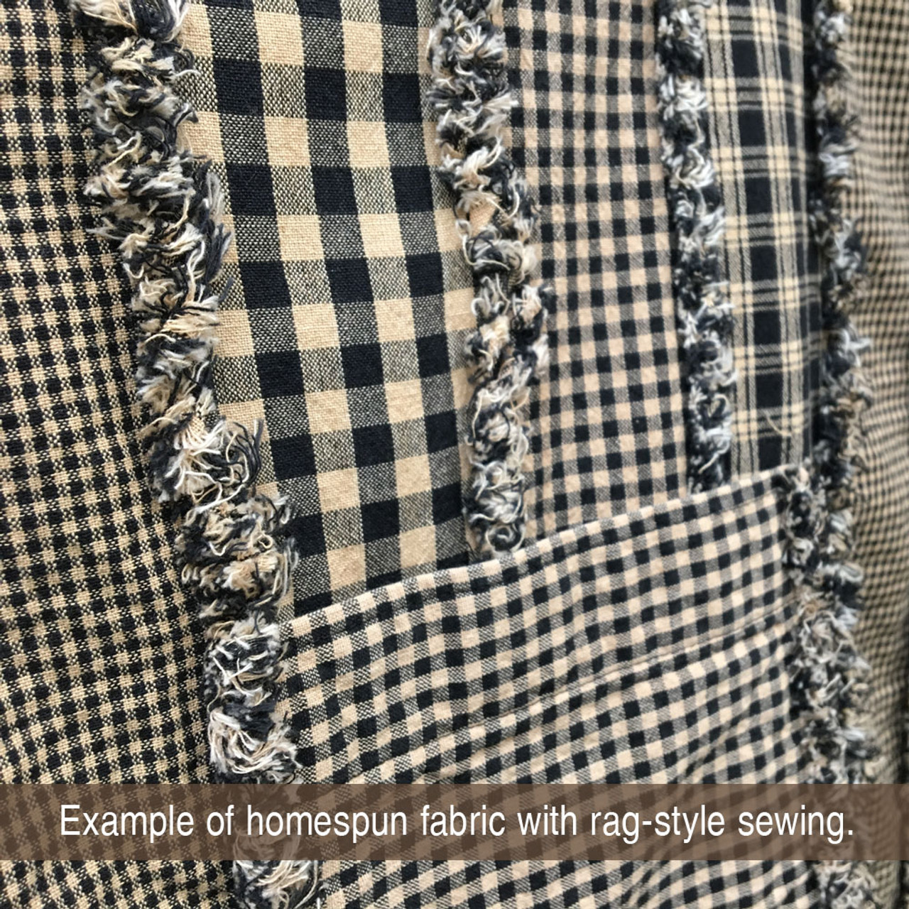 Primitive Black 3 Plaid Homespun Cotton Fat Quarter