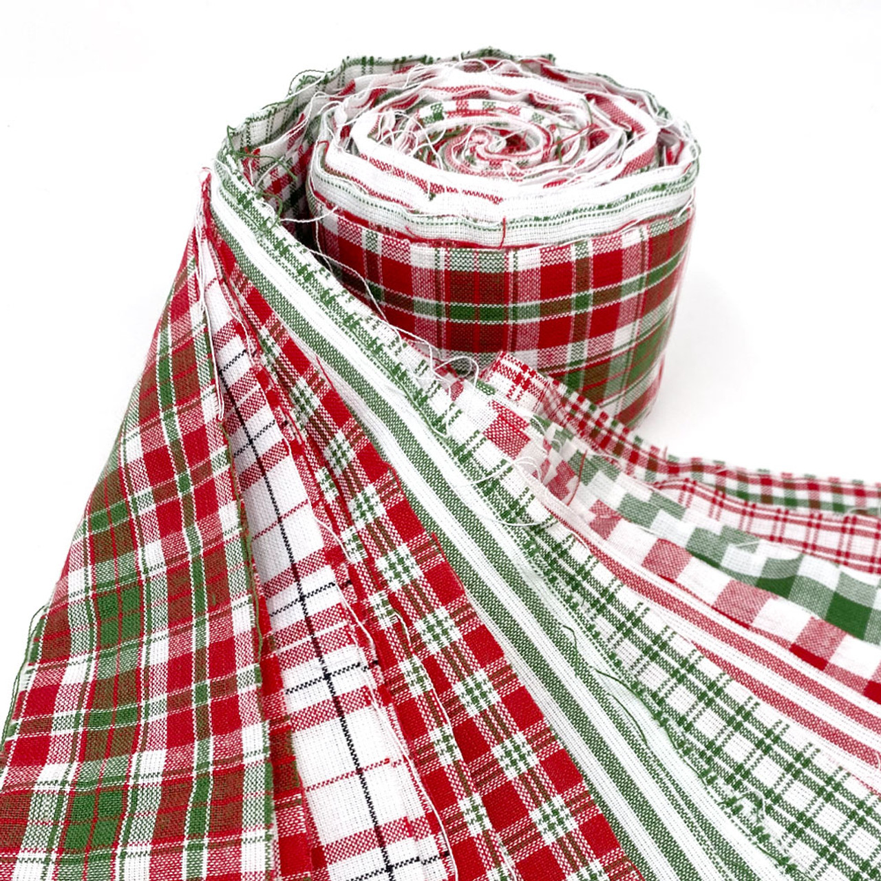 Red and Green Plaid Cotton Flannel Fabric