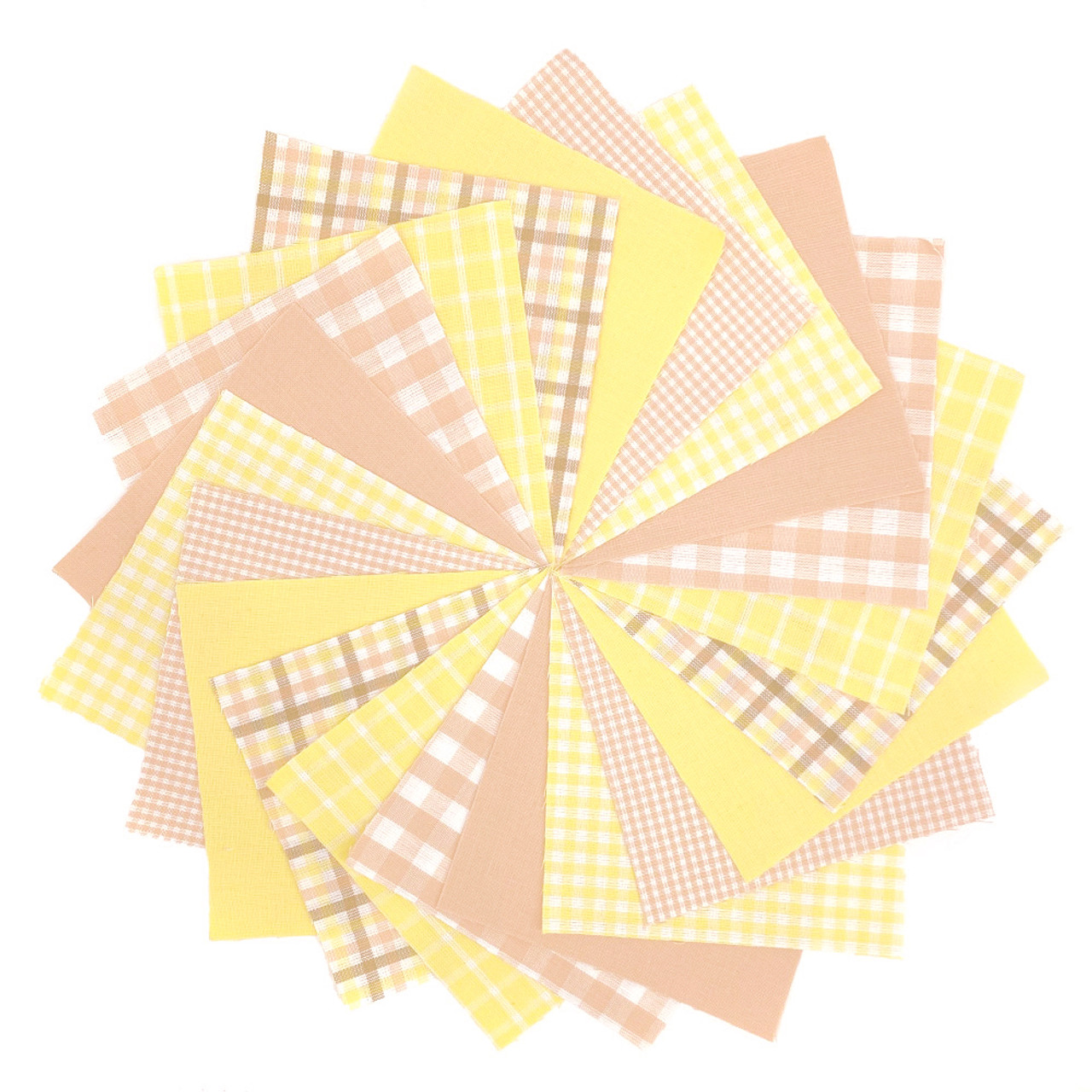 40 Flora Blush Pink & Yellow Homespun 5 inch Quilt Squares