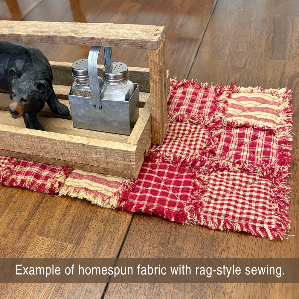 Primitive Red Assorted Plaid Gingham Cotton Fabric Bundle - Set of 4 Fat Quarters