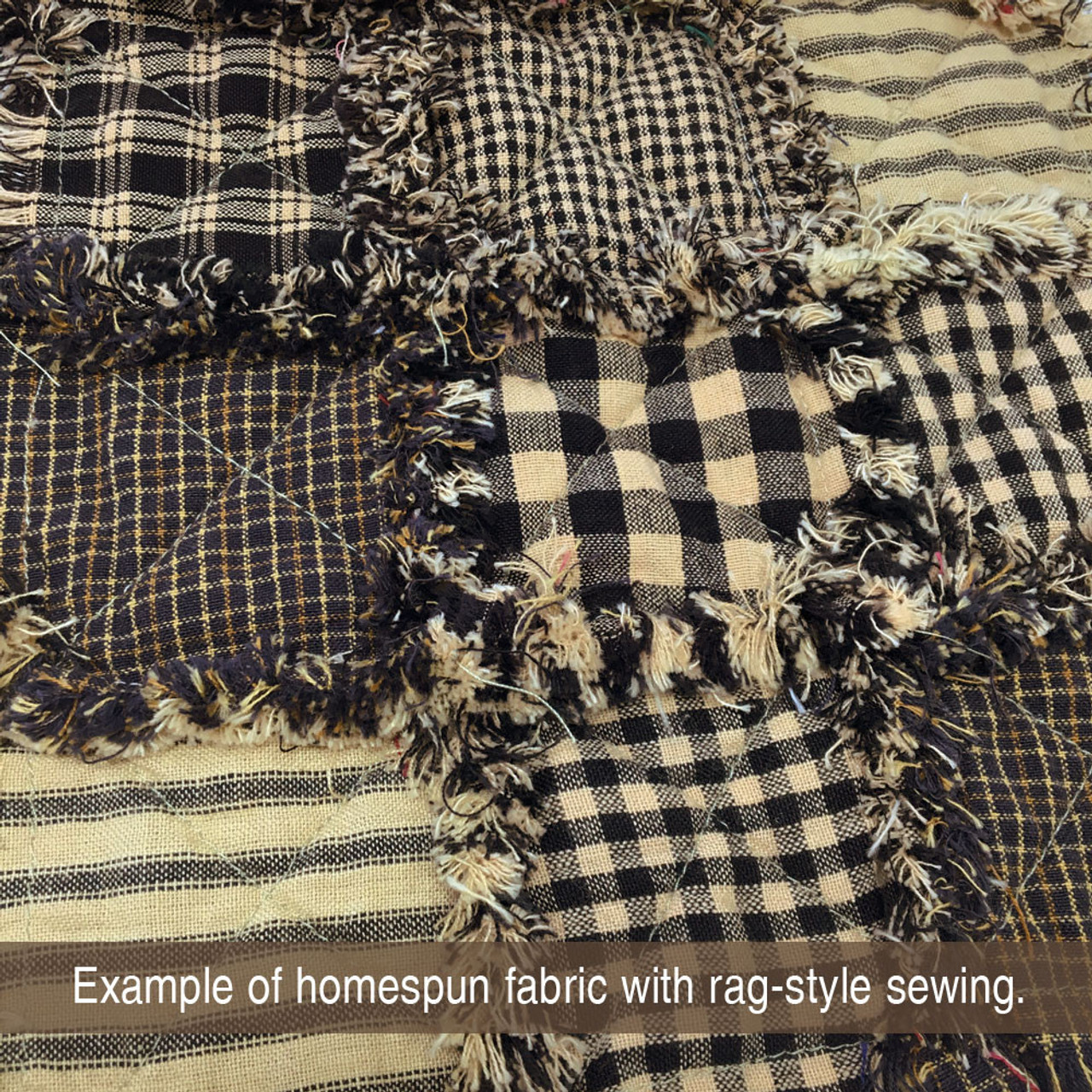 Primitive Black Assorted Plaid Gingham Cotton Fabric Bundle - Set of 4 Fat Quarters