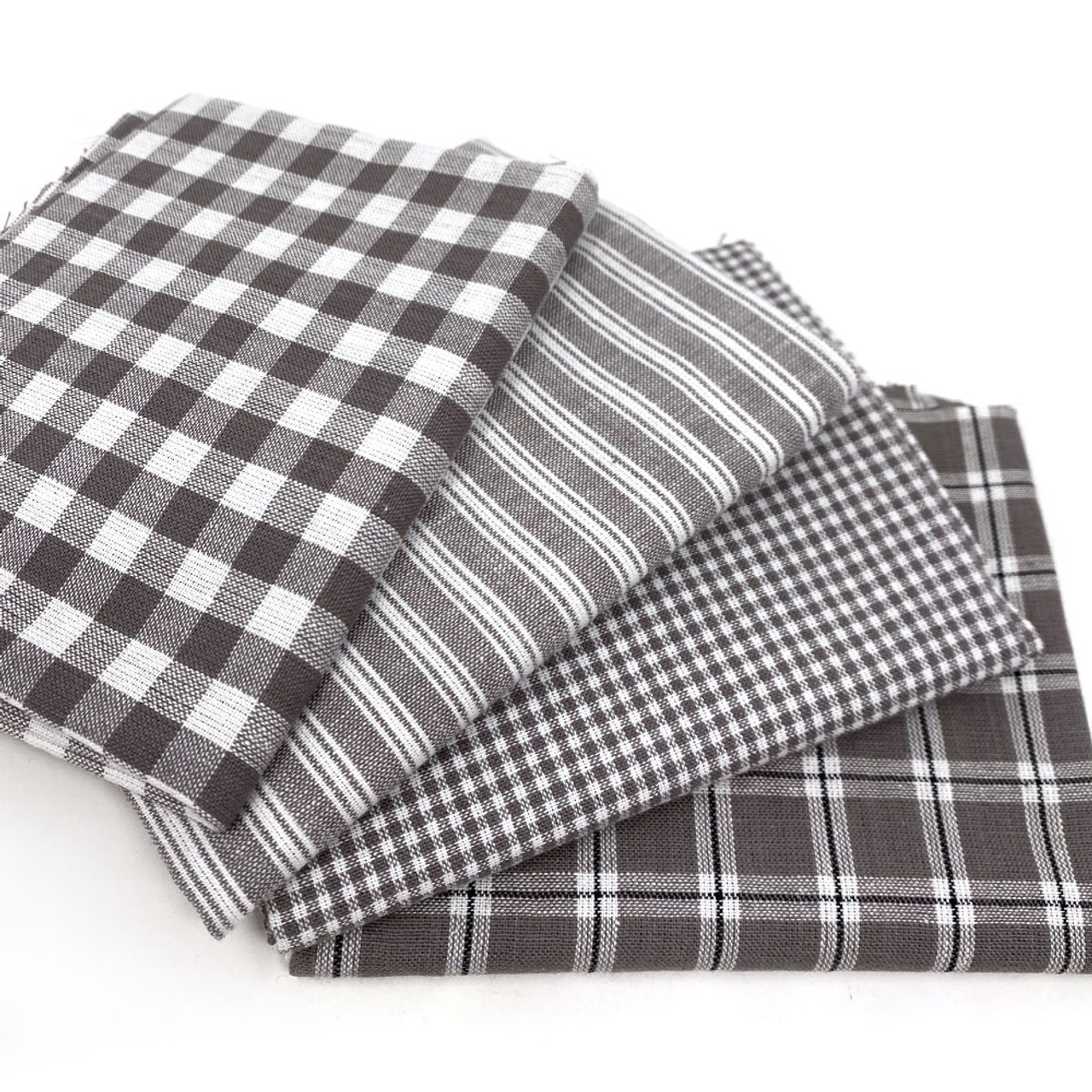 Magnolia Gray Assorted Plaid Bundle - Set of 4 Fat Quarters